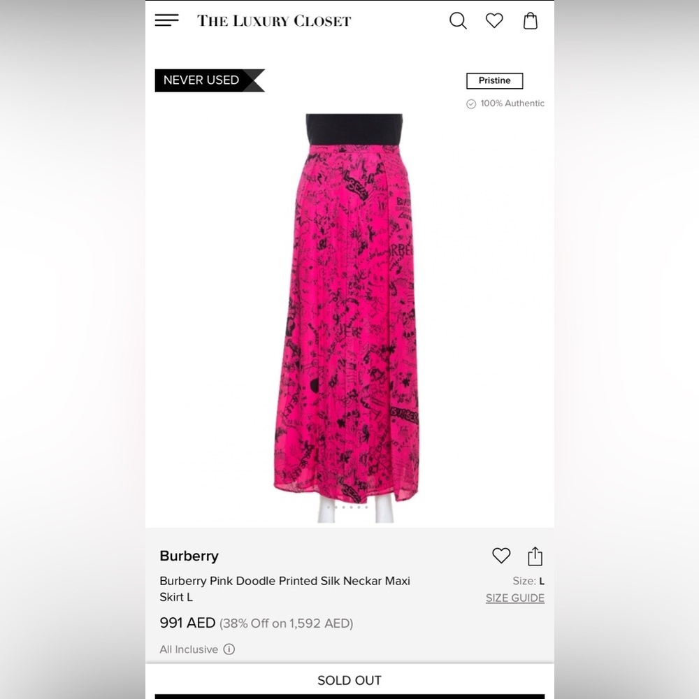Authentic Burberry Vibrant Pink A-Line Skirt with Black Graphic Print - Picture 16 of 16